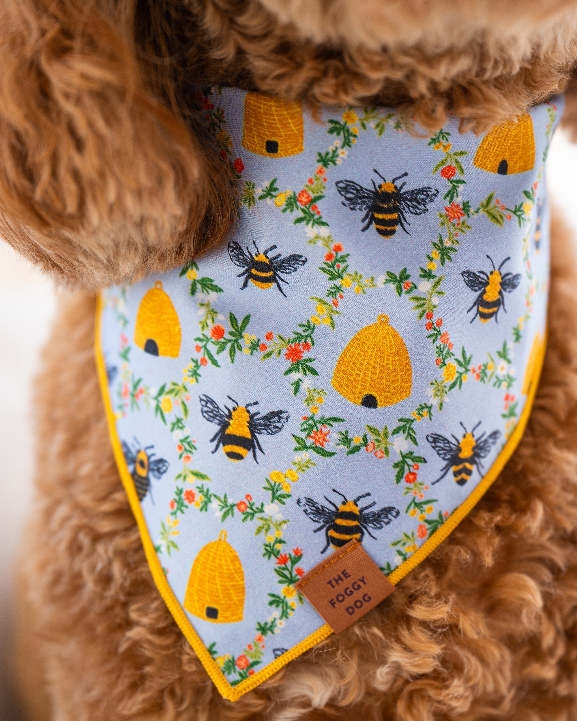 PF x The Foggy Dog Sweet Bee - Dog Bandana - Soft Blue