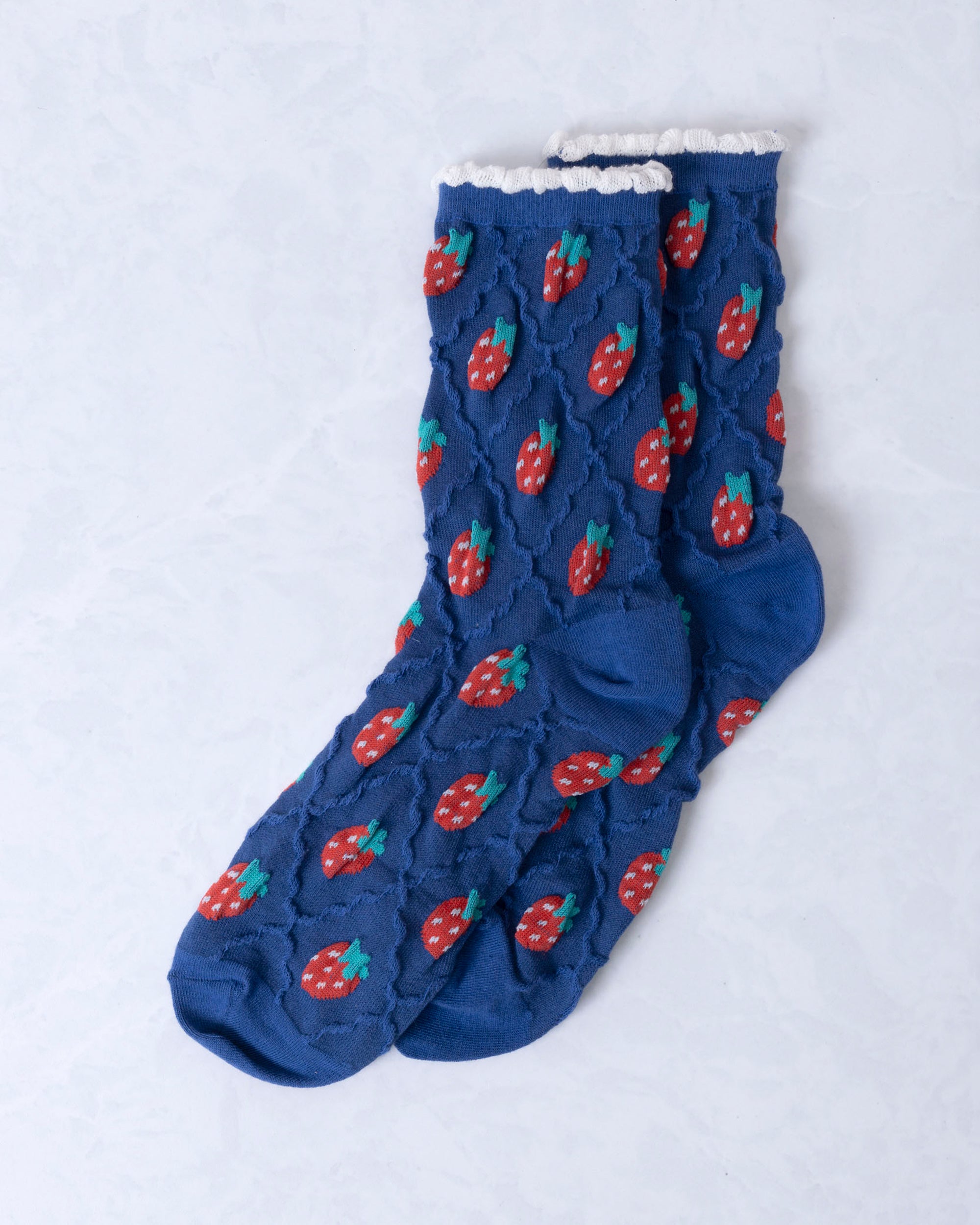 Blue Strawberry - Retro Casual Socks - Tiepology