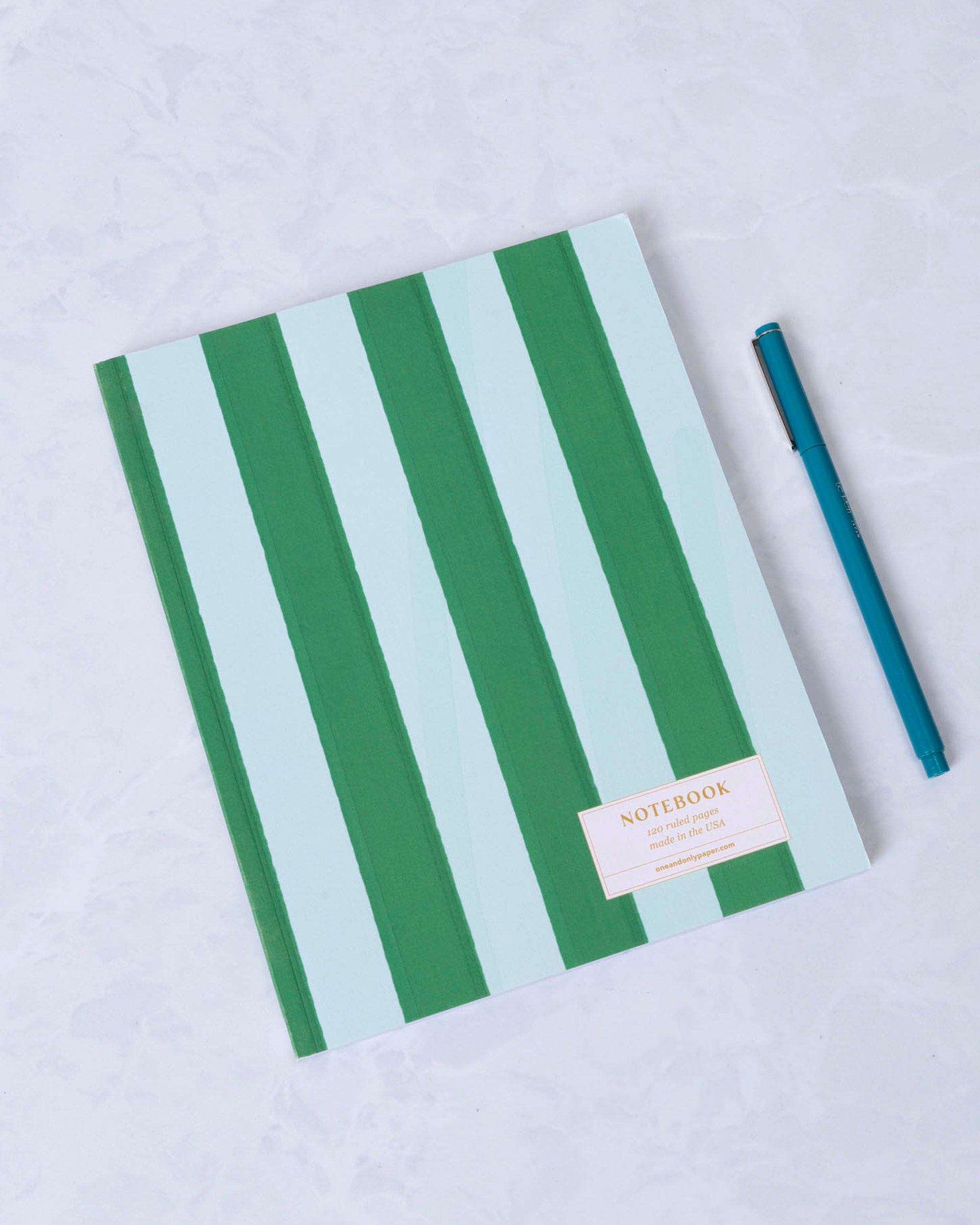 Green Cabana - Striped Perfect Bound Journal - One & Only Paper