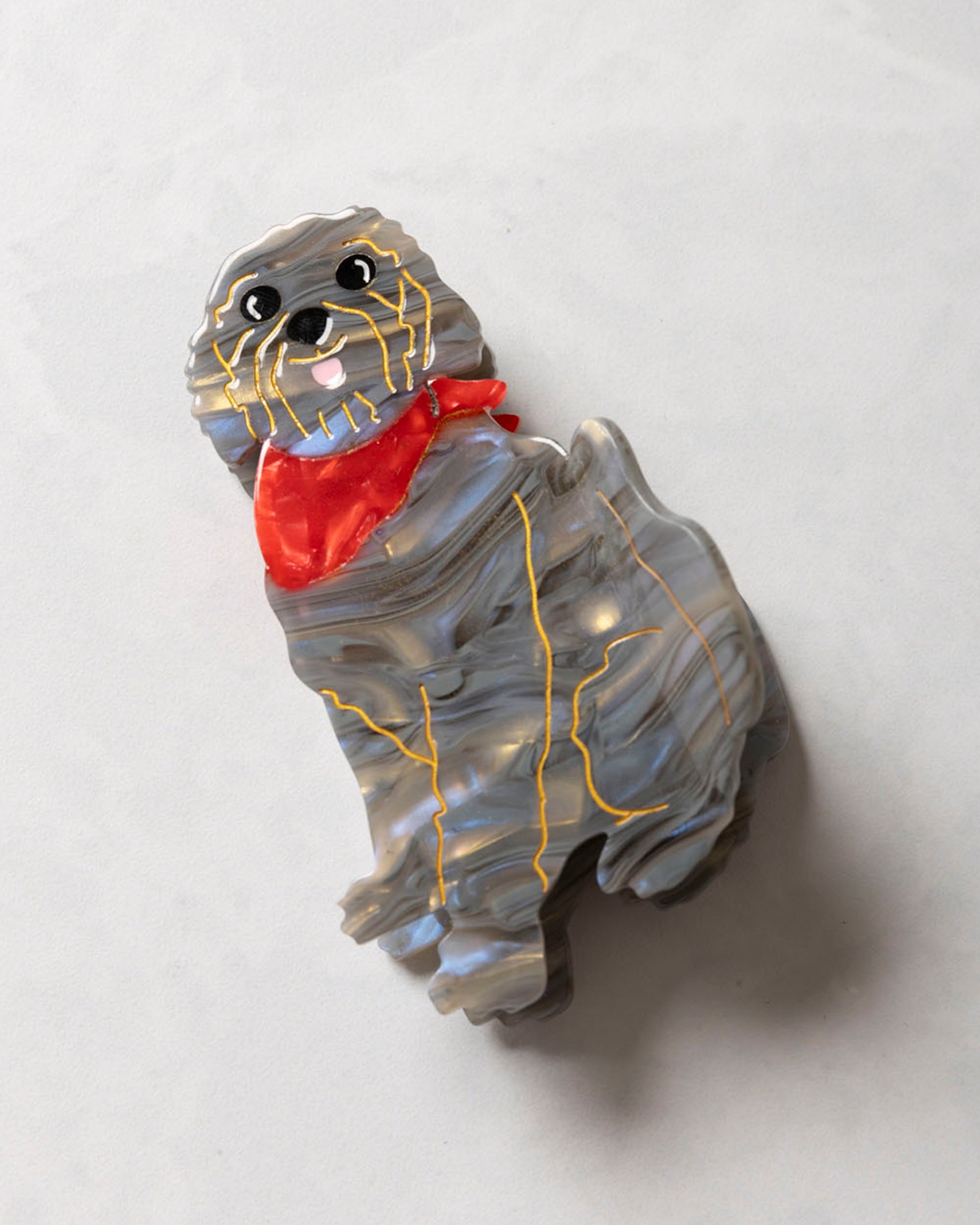 Grey - Hand Painted Golden Doodle Claw Hair Clip  - Solar Eclipse
