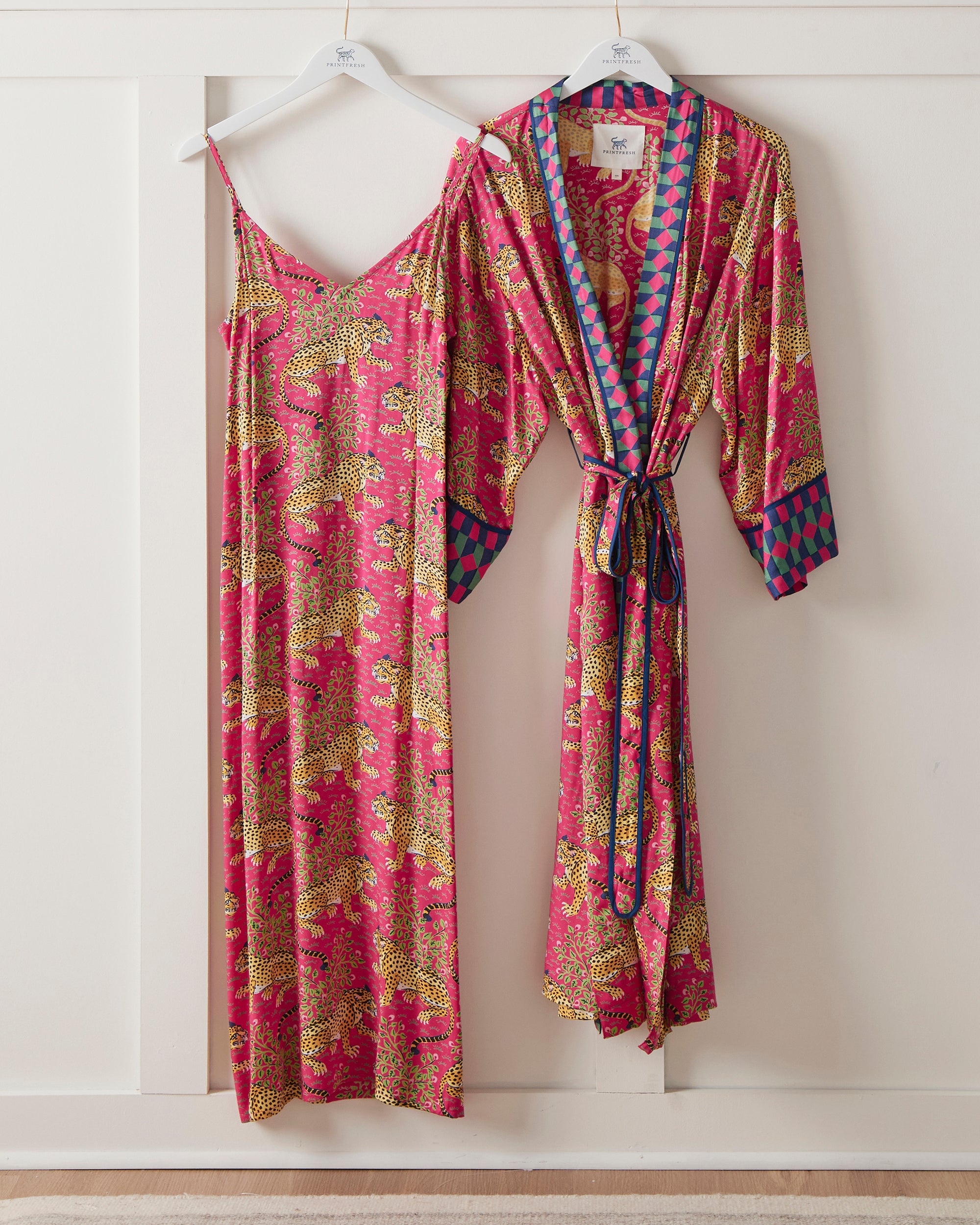 Bagheera - Eco Satin Chic to Sleep Nightie and Eco Satin Robe Set - Hot Pink