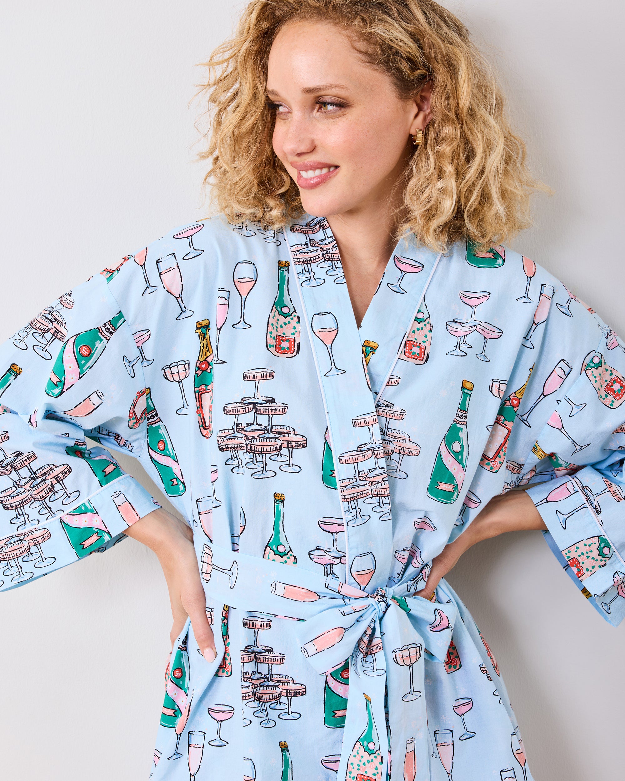 Champagne Tower - Getting Ready Robe - Soft Blue