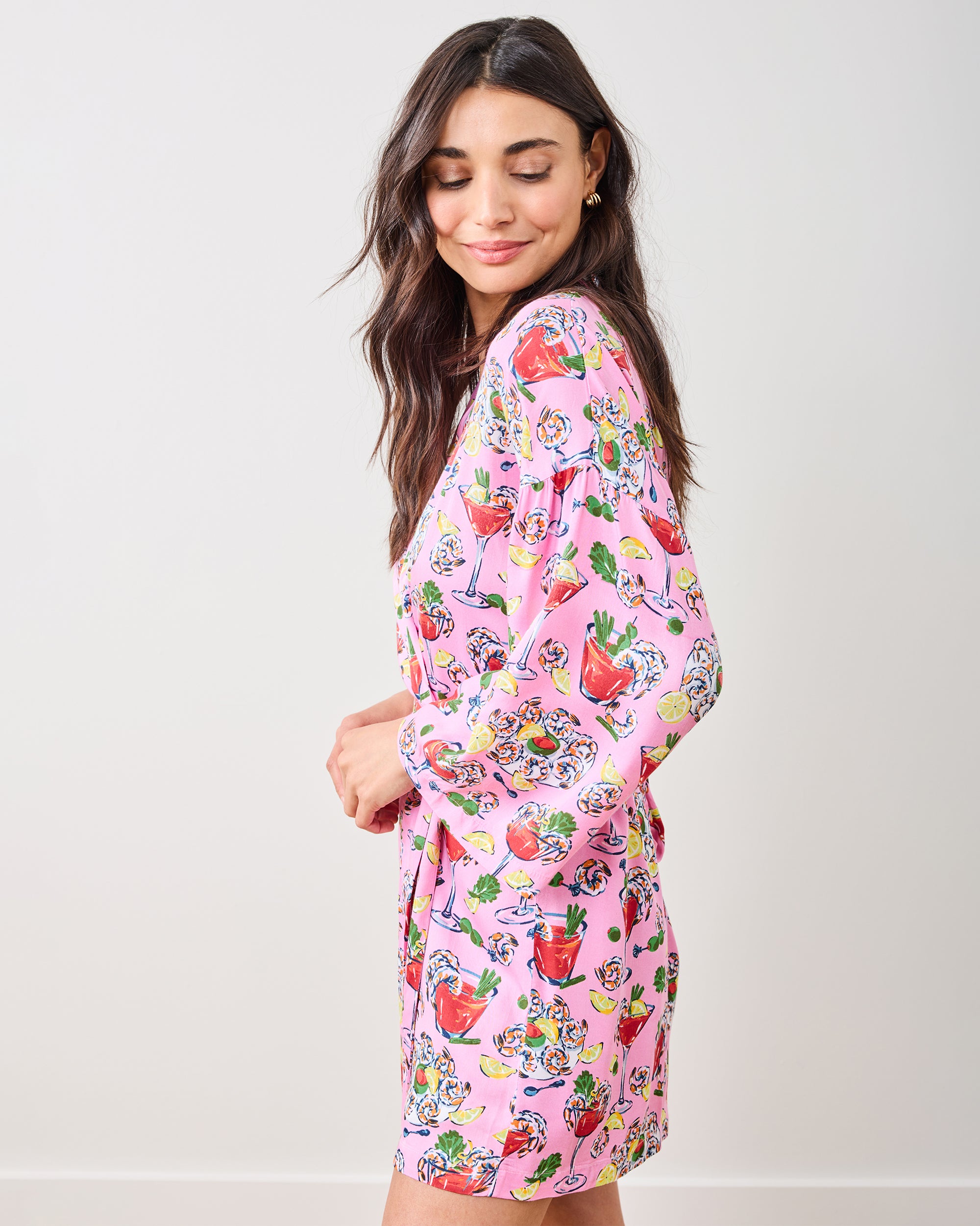 Shrimp Cocktail - Eco Satin Glam Mini Robe - Parlor Pink