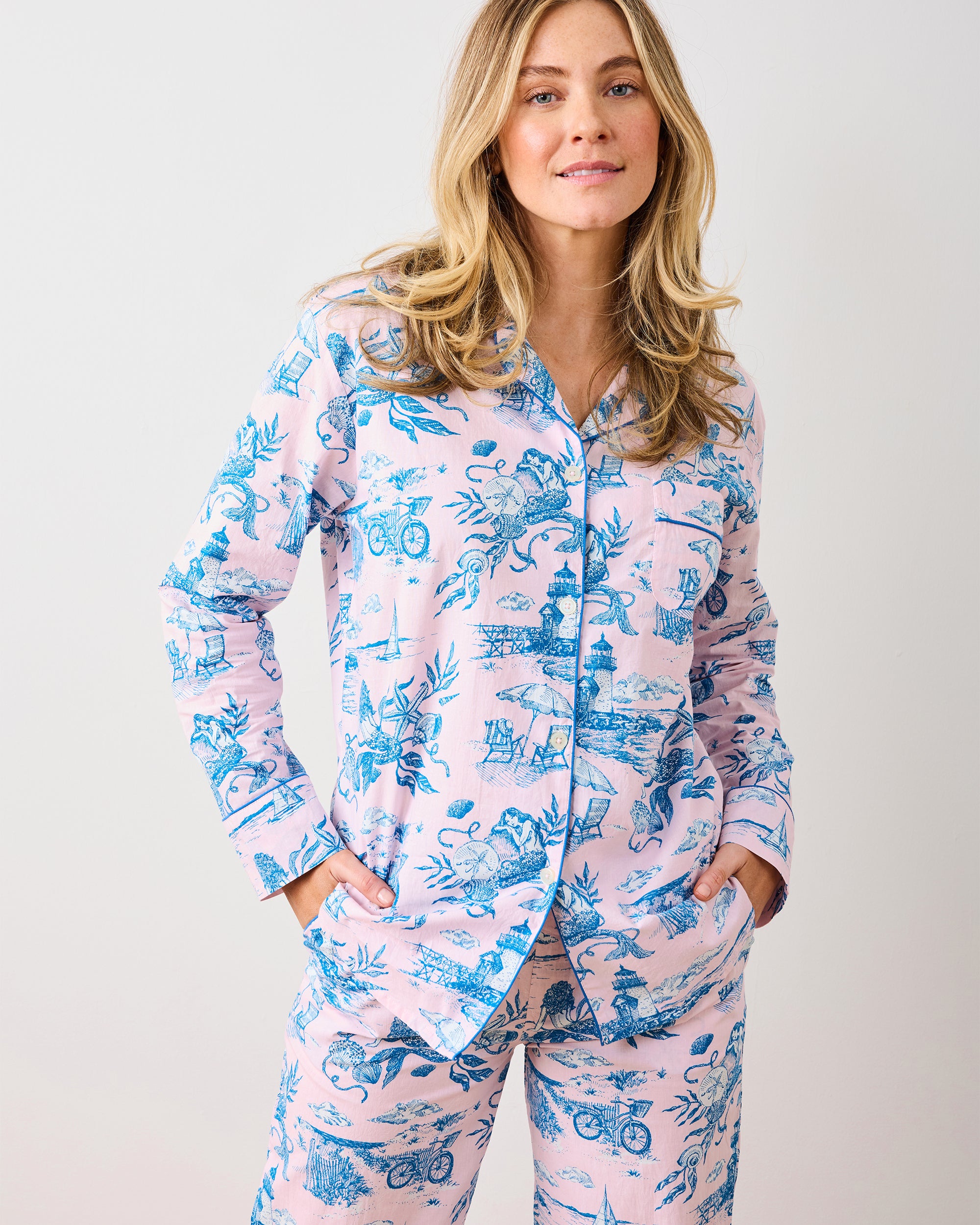 Mermaid Toile - Long PJ Set - Blush