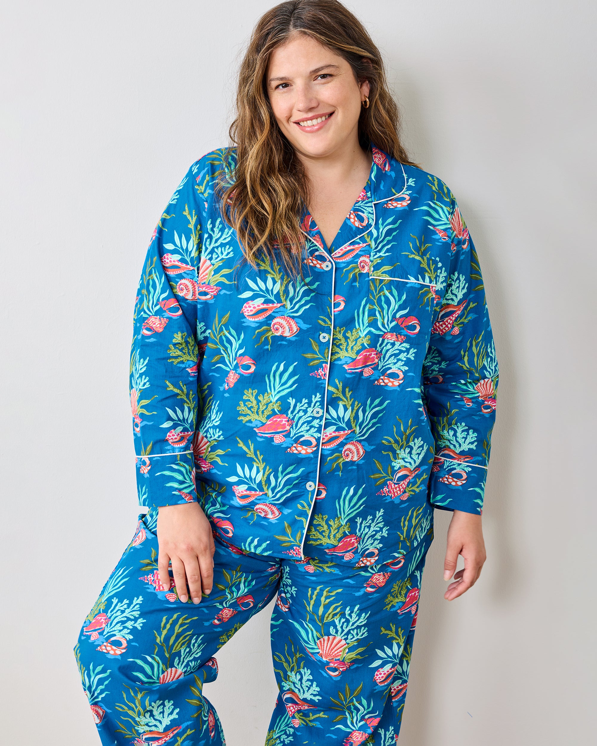 Coral & Conch - Long PJ Set - Ocean Breeze