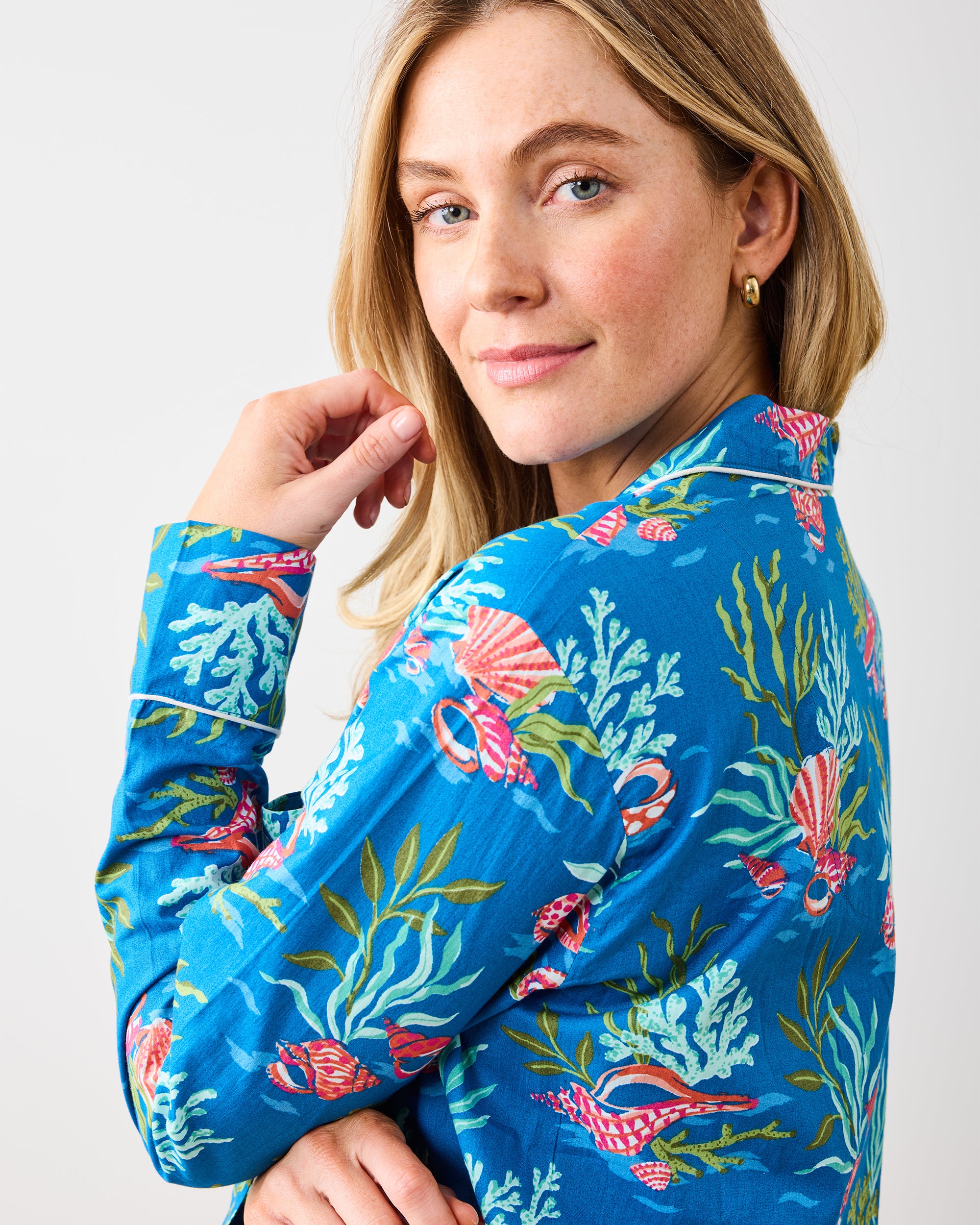 Coral & Conch - Long PJ Set - Ocean Breeze