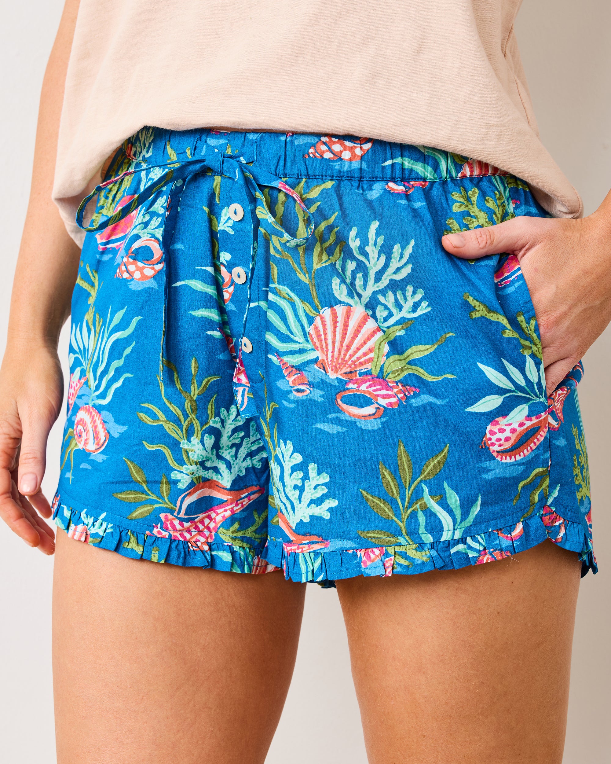 Coral & Conch - Ruffle Shorts - Ocean Breeze