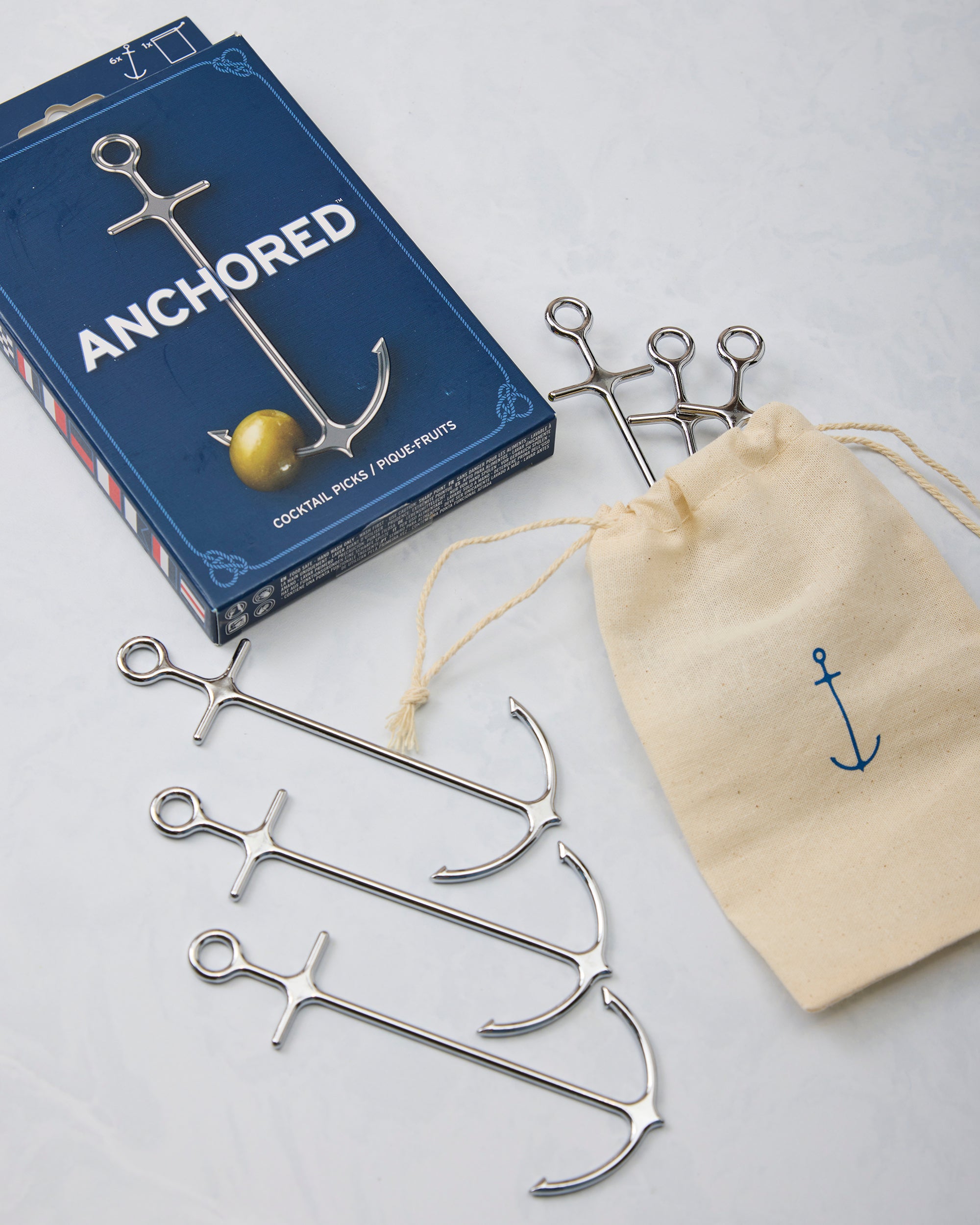 Silver Anchor - Cocktail Picks Set Of 6 - Fred & Friends