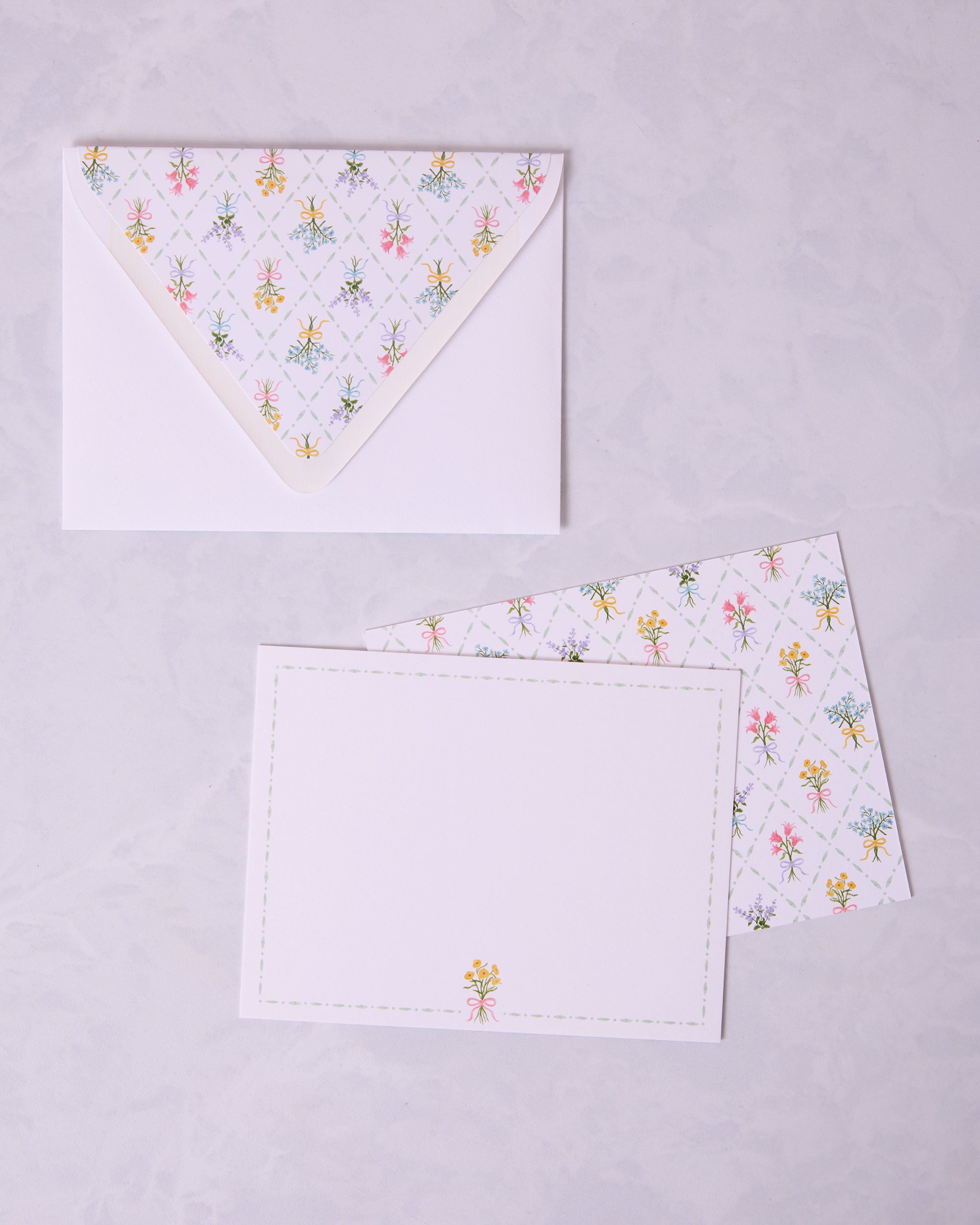 Cream - Bow Bouquet Notecard Set - Gloster Road