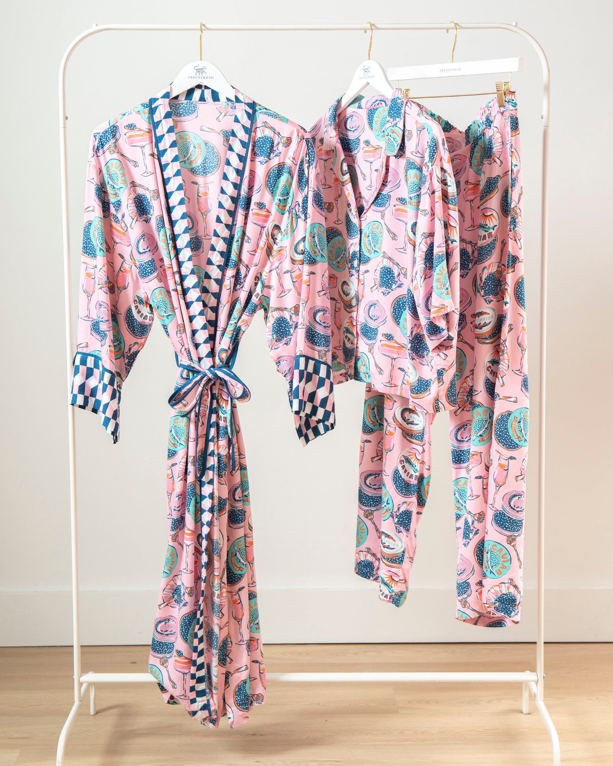 Champagne & Caviar - Eco Satin Wildest Dreams & Robe Set - Blush