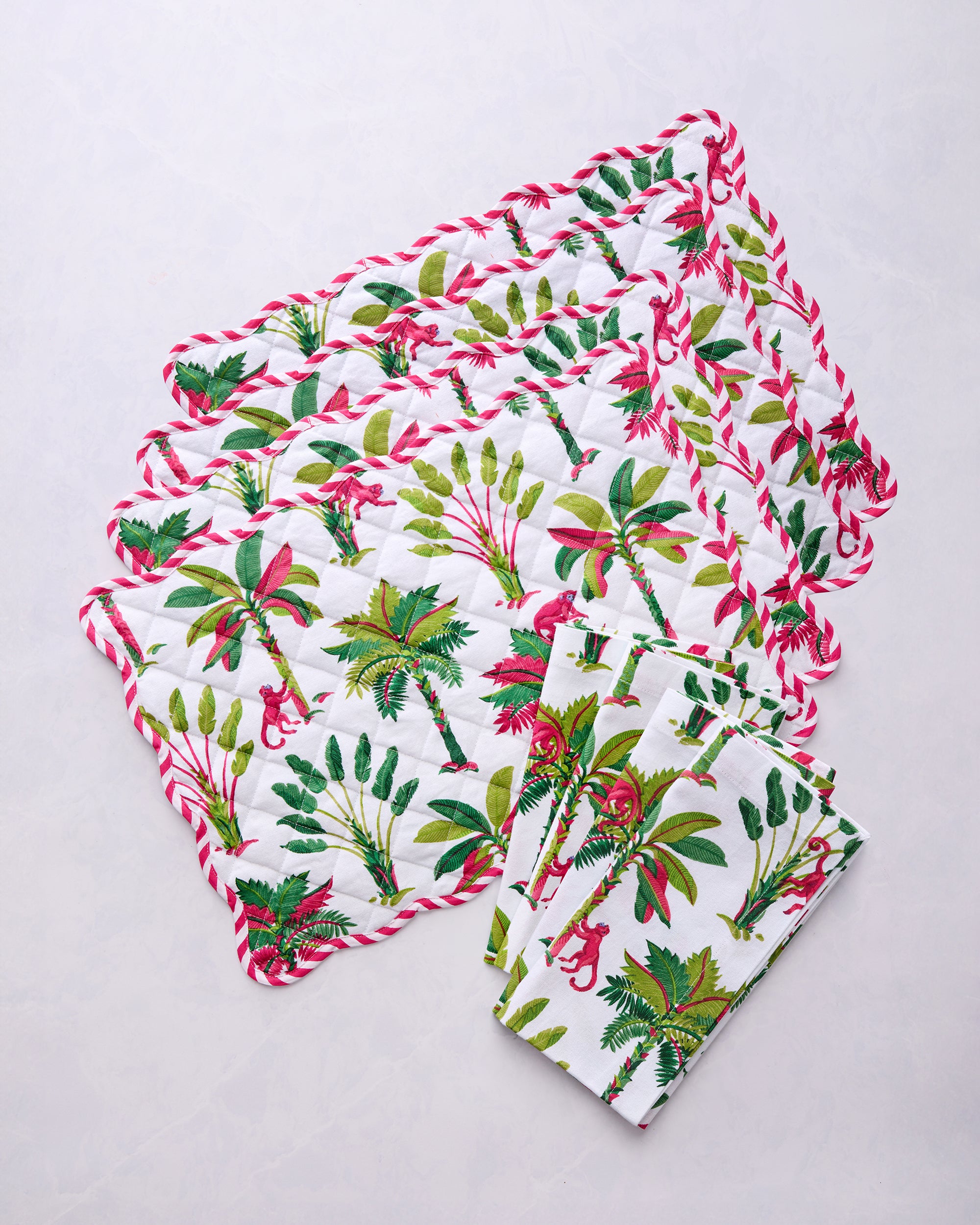 Royal Palms - Set of 4 Placemats & Napkins Bundle - Pink Basil
