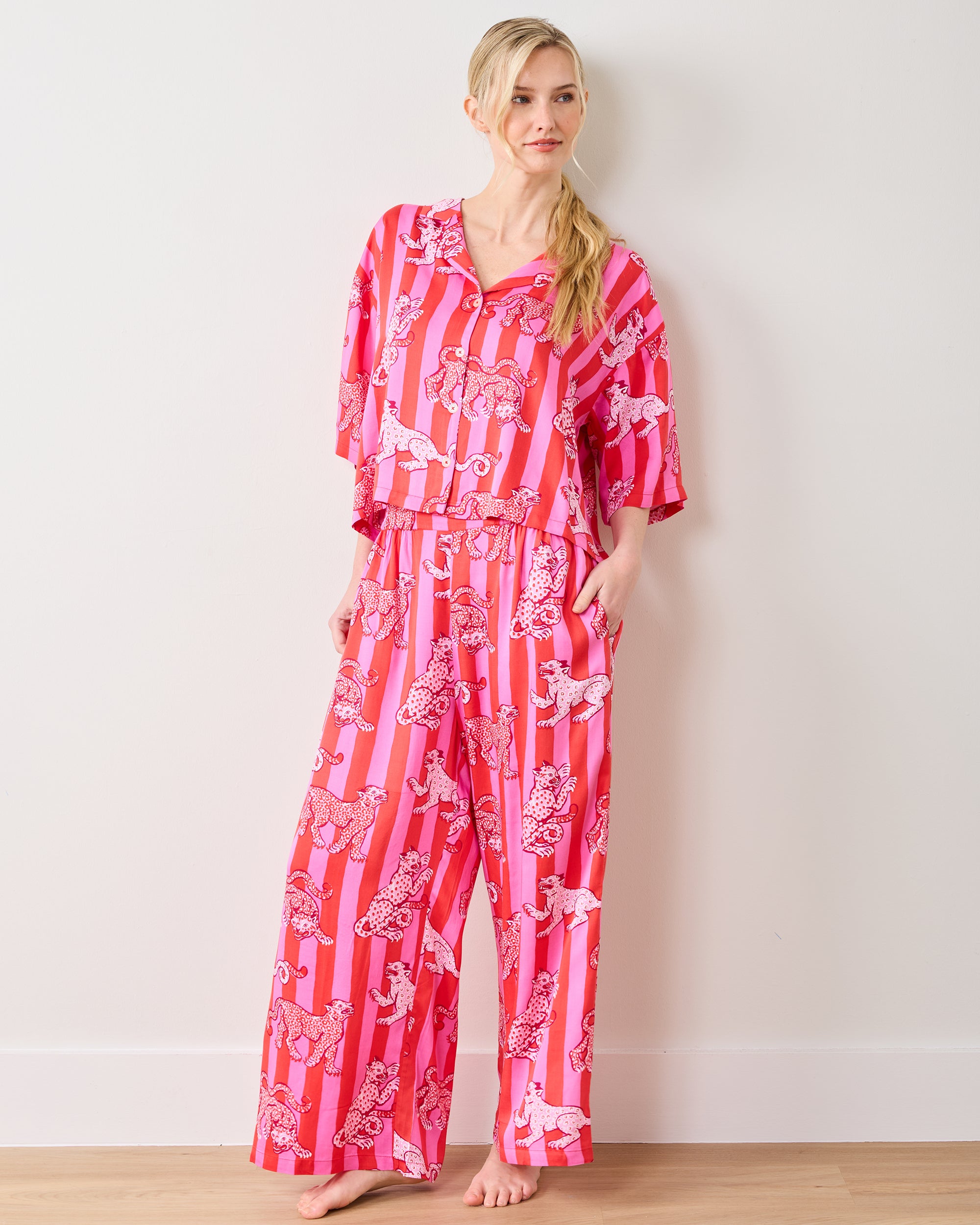 Leopard Stripes - Eco Satin Wildest Dreams Set - Pink Cabana