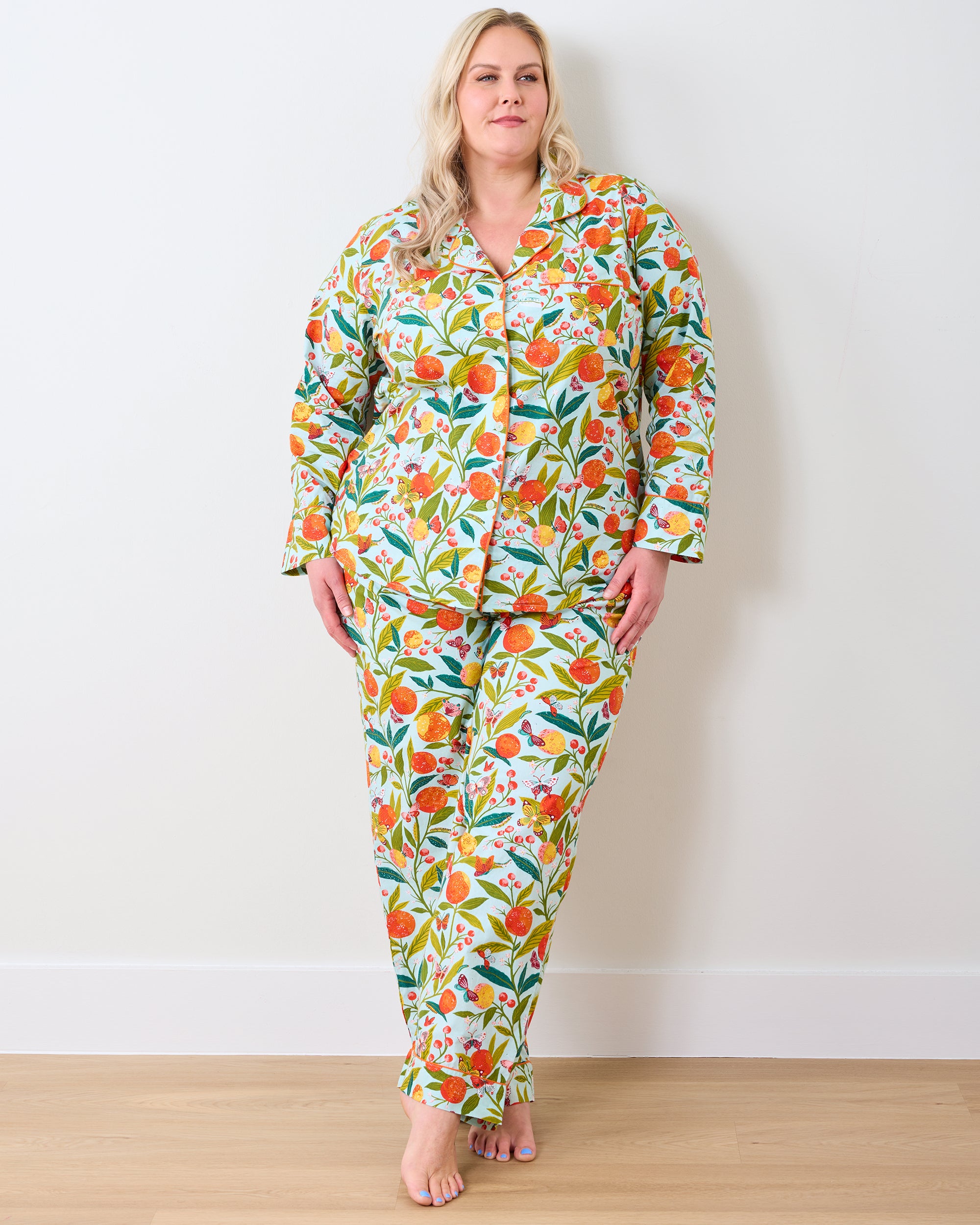 Butterfly Grove - Long PJ Set - Soft Blue