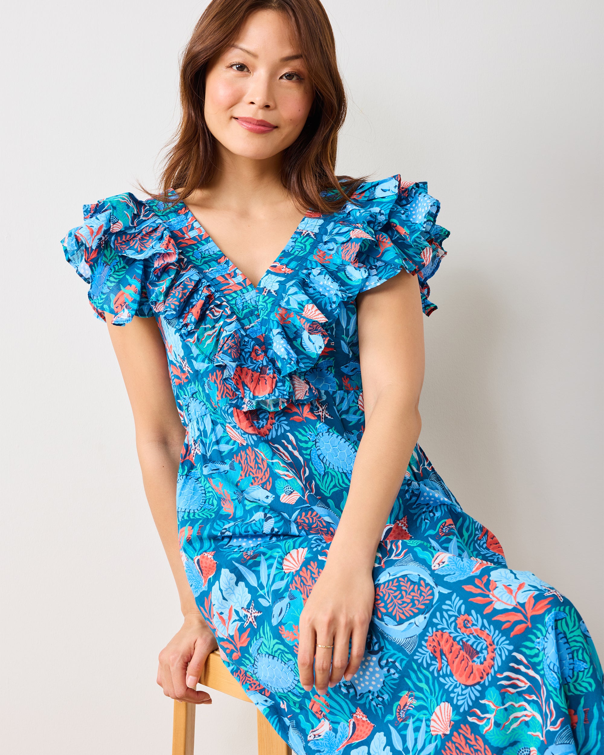 Stained Glass Sea - Lola Dress - Seaside Blue