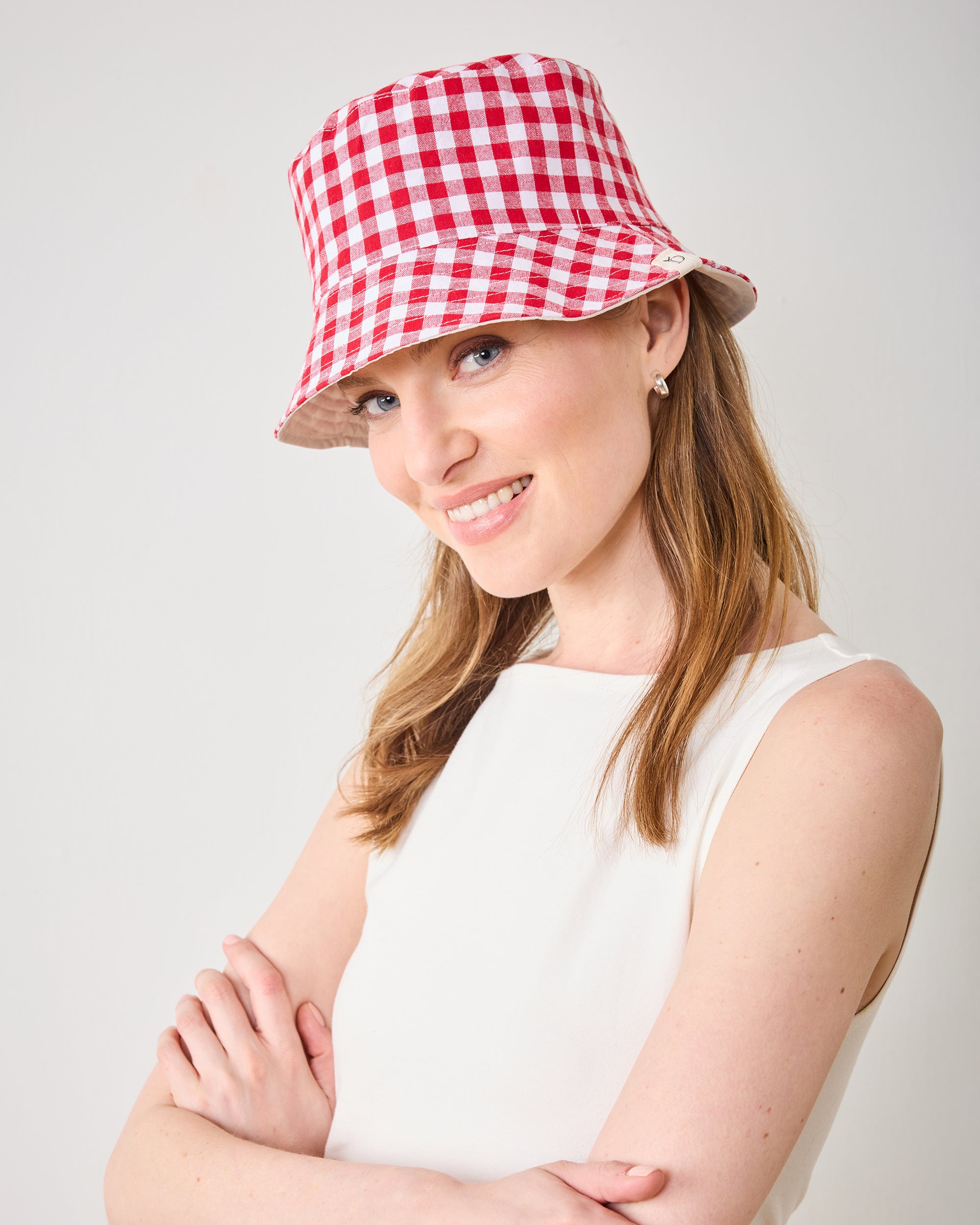 Red Gingham - Reversible Bucket Hat - Fashion City