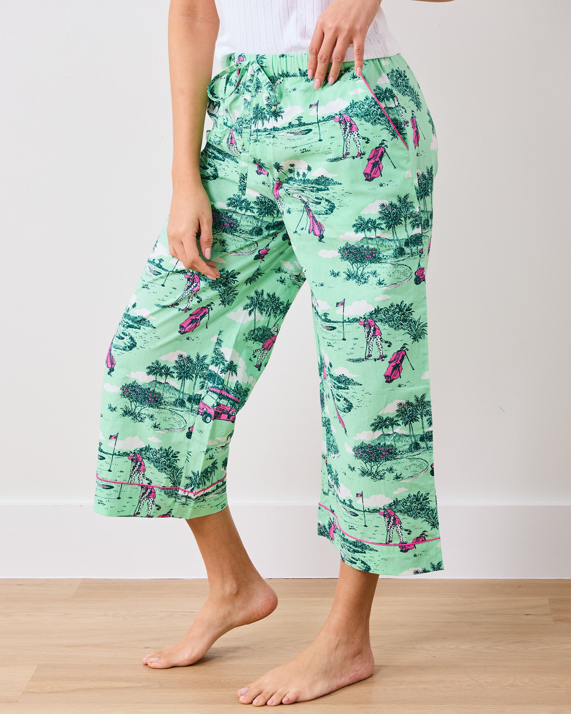 Golf Toile - Cropped PJ Pants - Putting Green