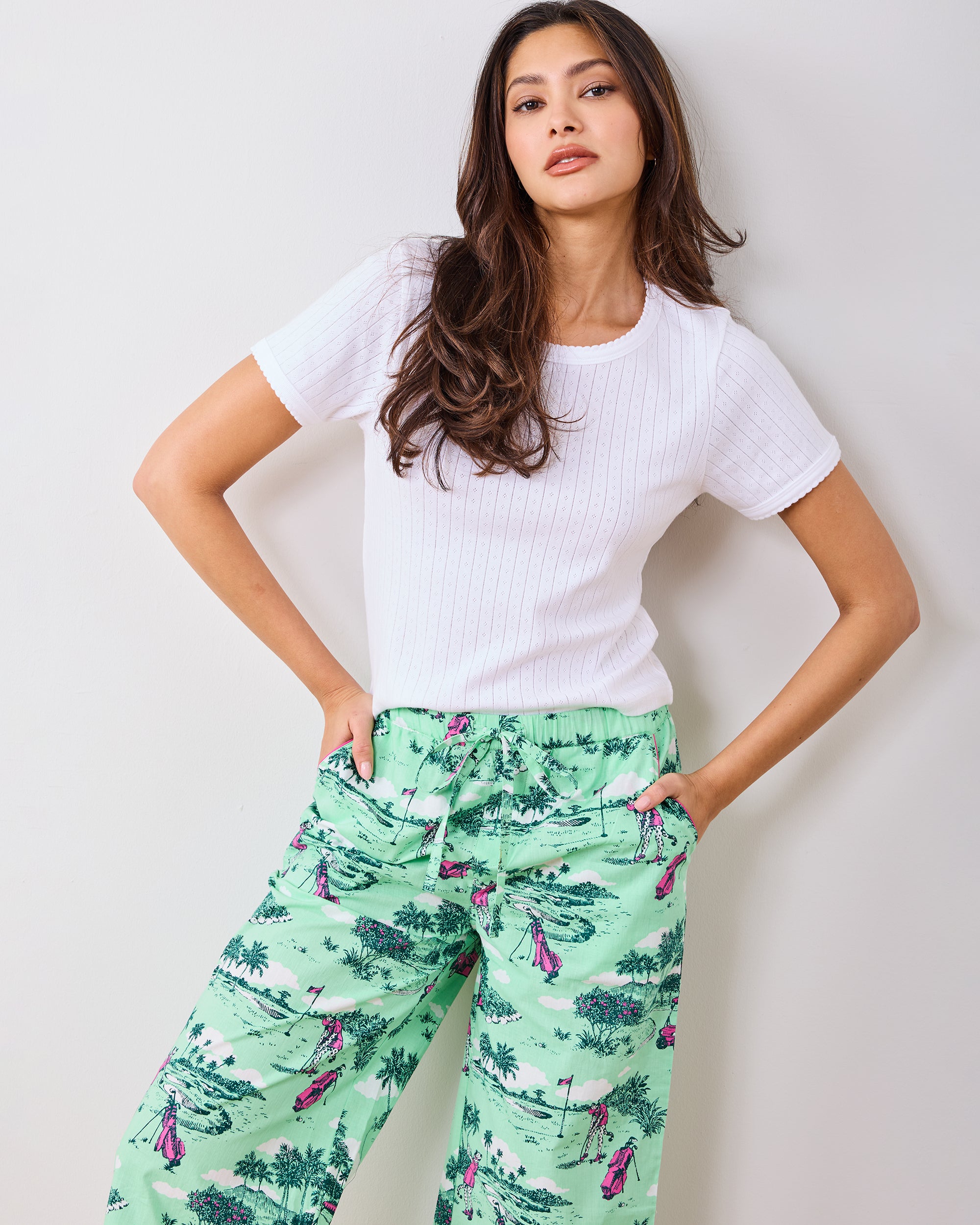 Golf Toile - Cropped PJ Pants - Putting Green