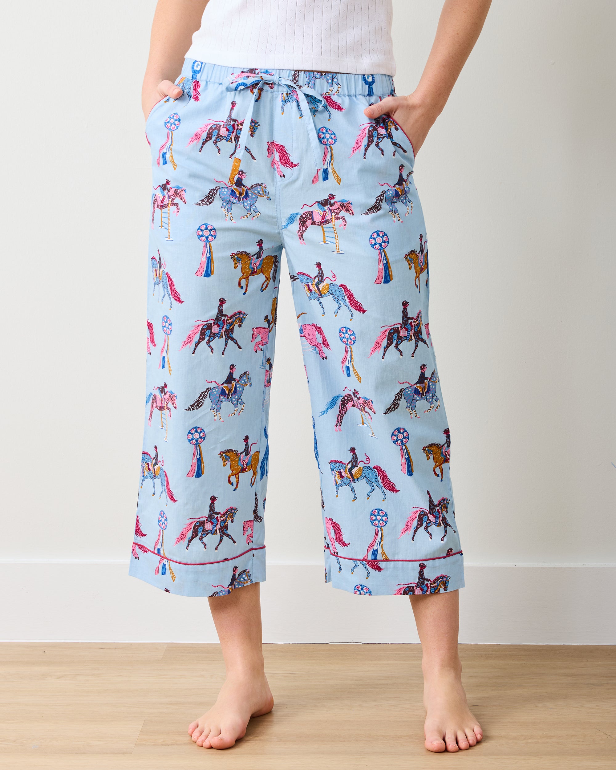 Horse Show - Cropped PJ Pants - Blue Ribbon