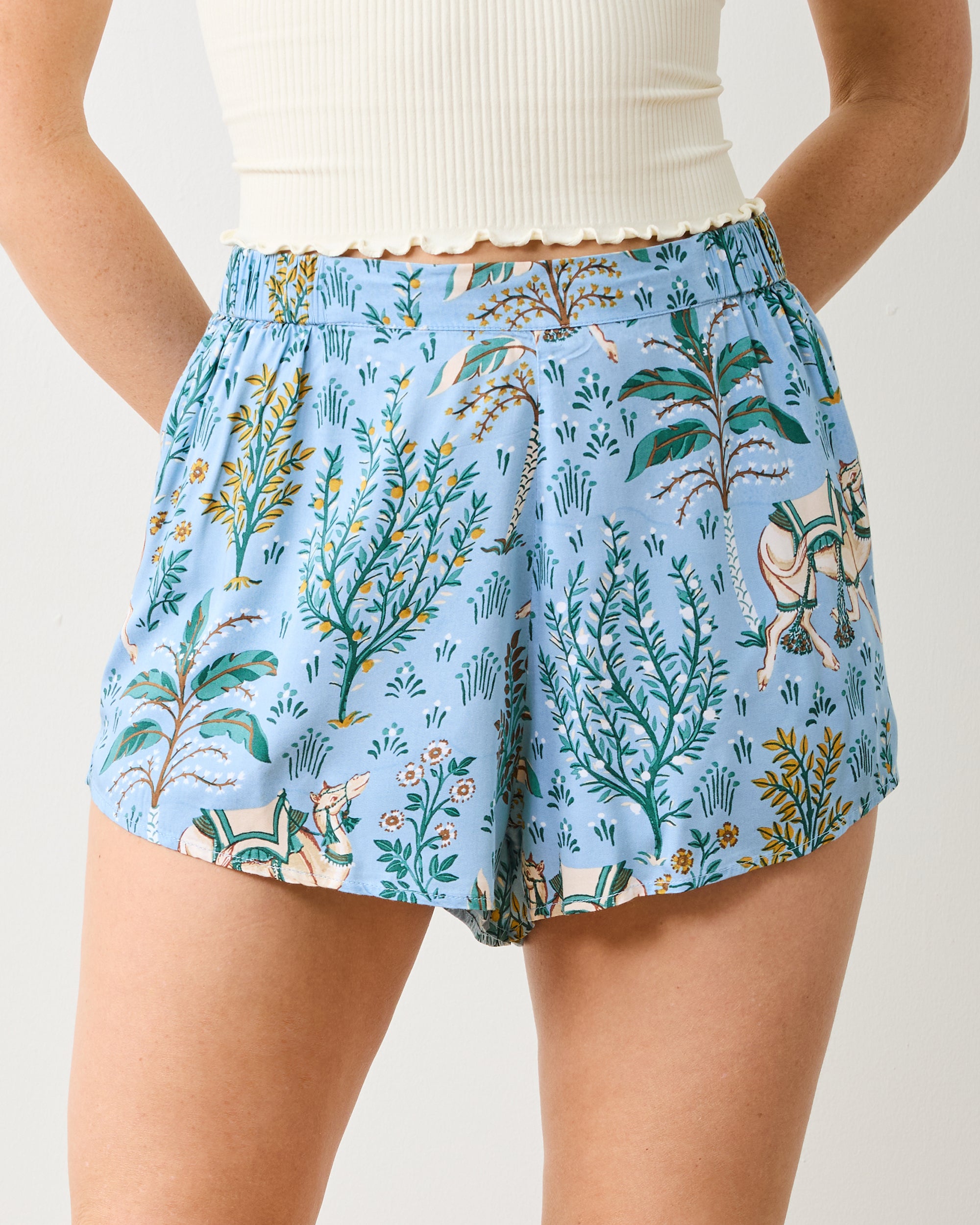 Camel's Courtyard - Eco Satin Sweet Dreams Shorts - Slate Blue