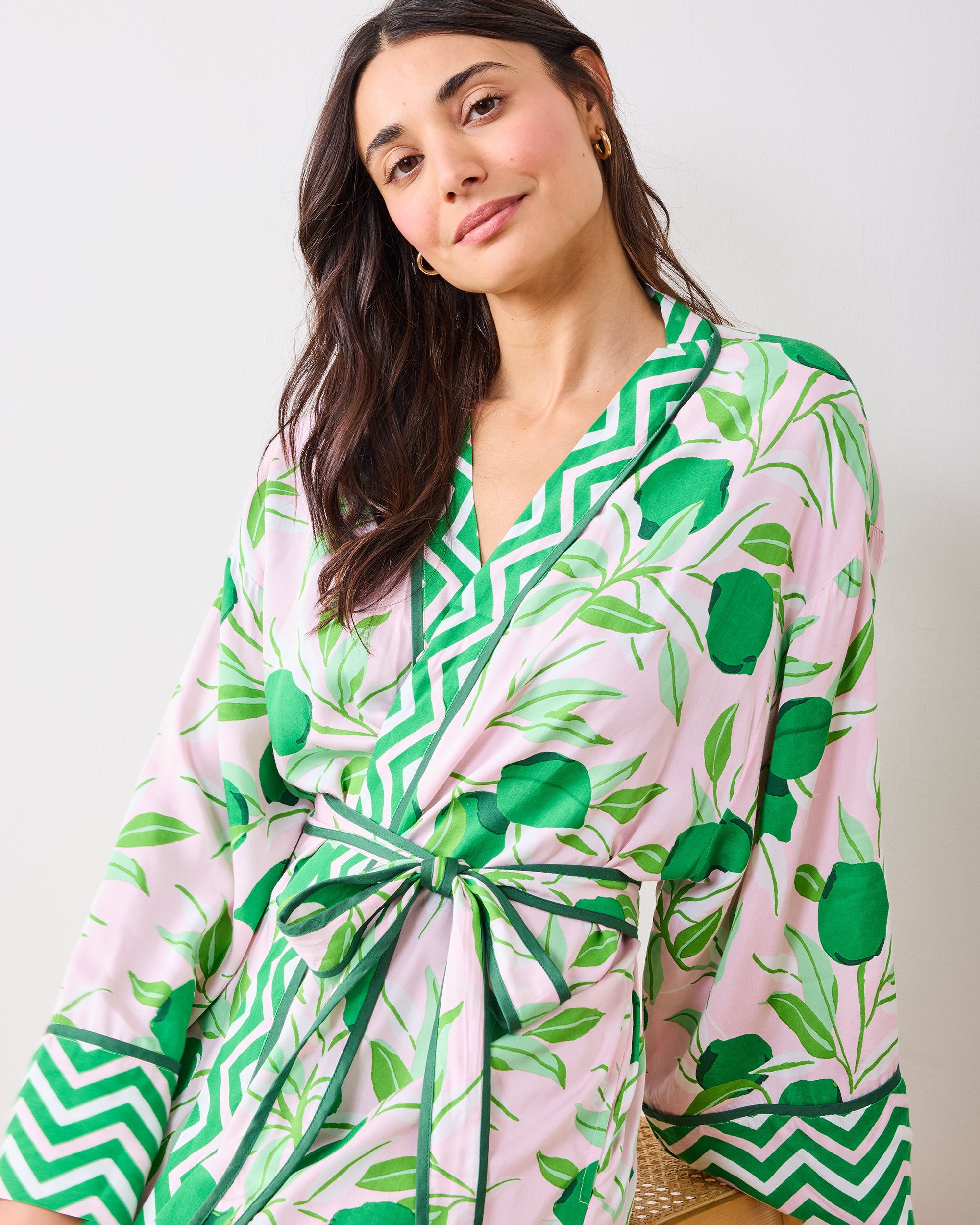 Lime Zest - Eco Satin Robe - Pink Salt