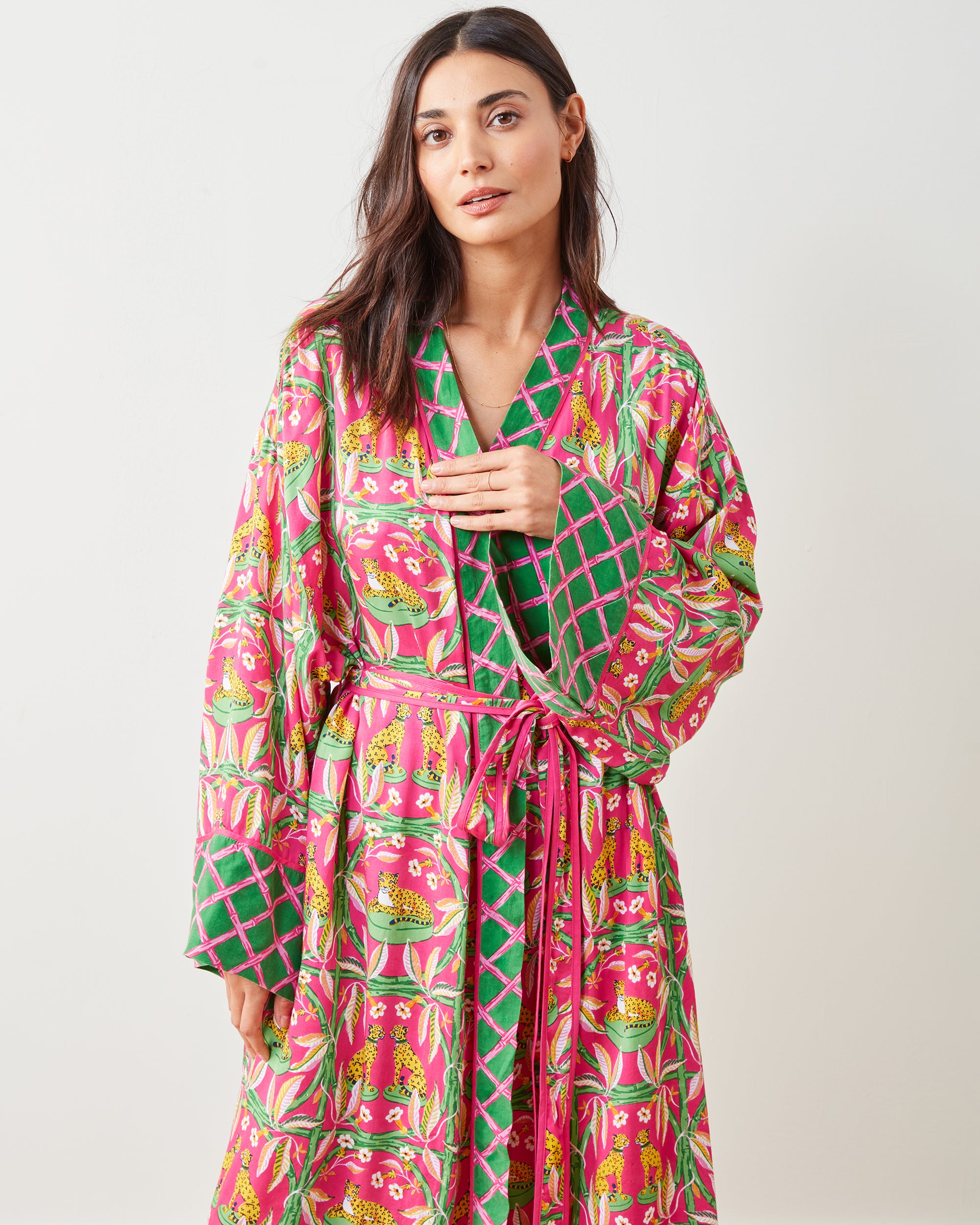 Royal Cheetah - Eco Satin Robe - Pink Palace