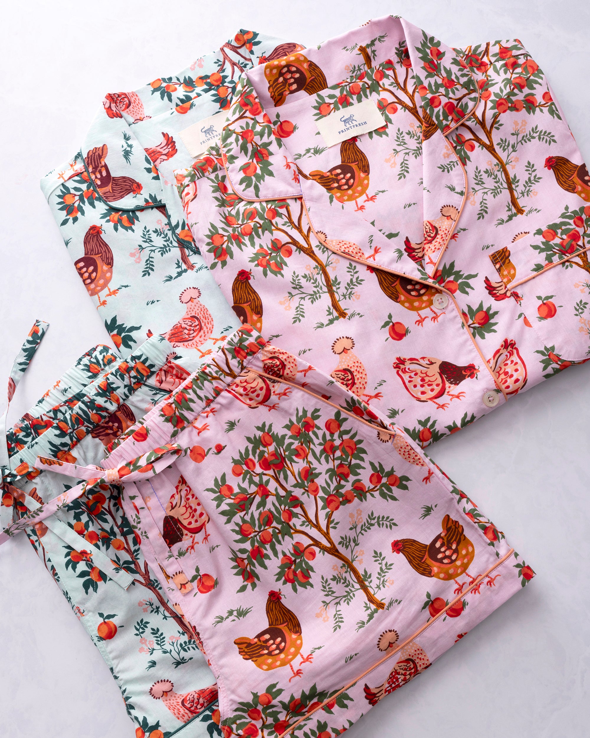 Hen House - Short PJ Set Bundle - Ballet Pink & Soft Blue