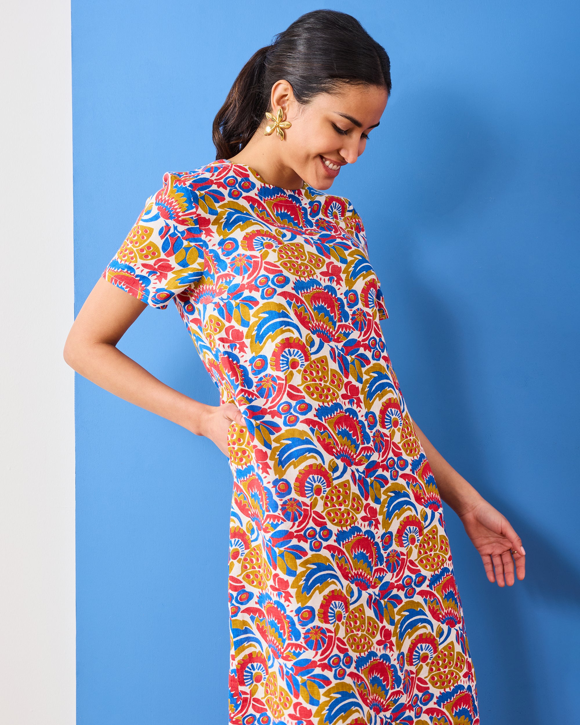 PF + Pencil & Paper Co. Bahama Blooms - Camila Dress - Blue & Red