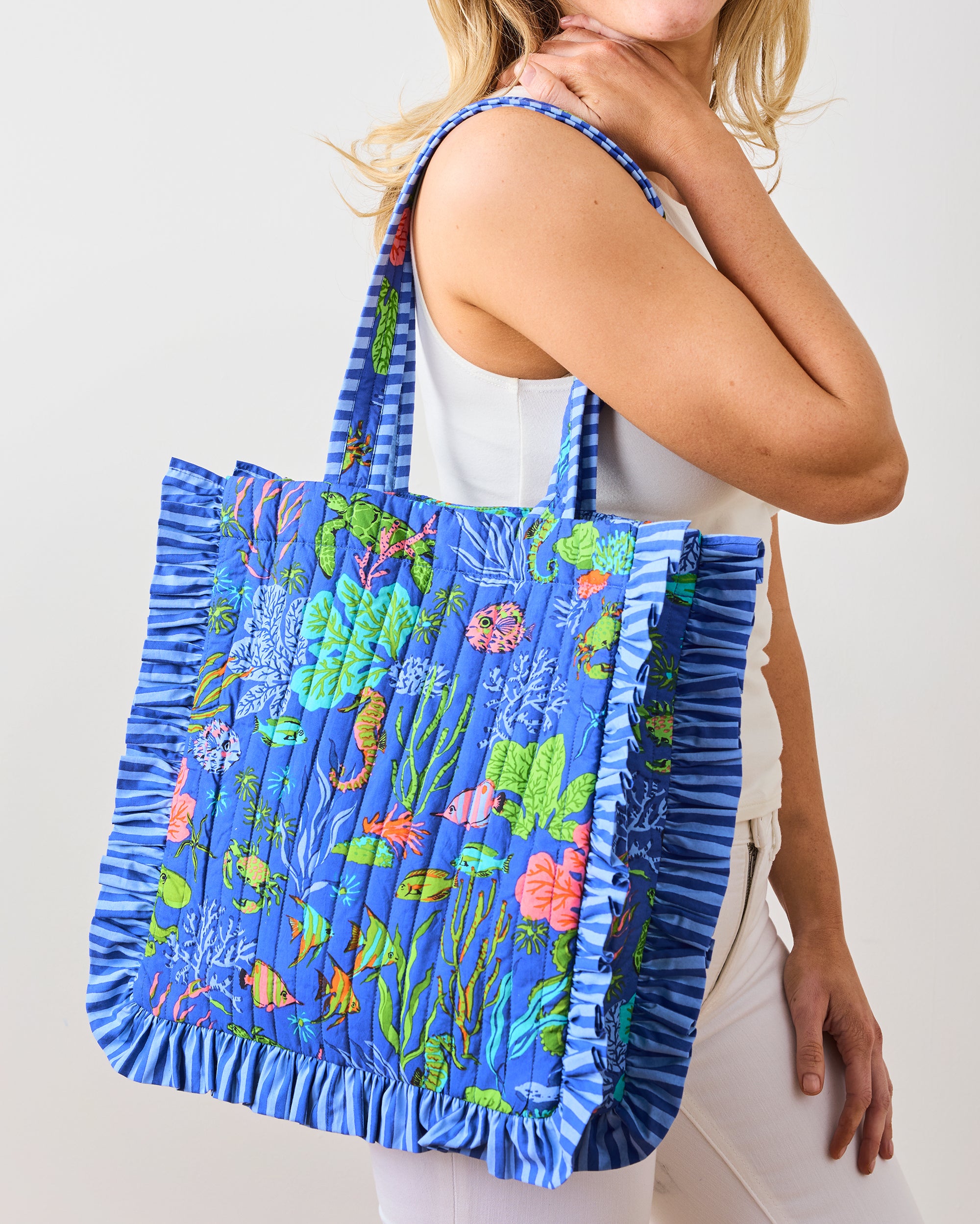 Oceania - Ruffle Tote - Sapphire